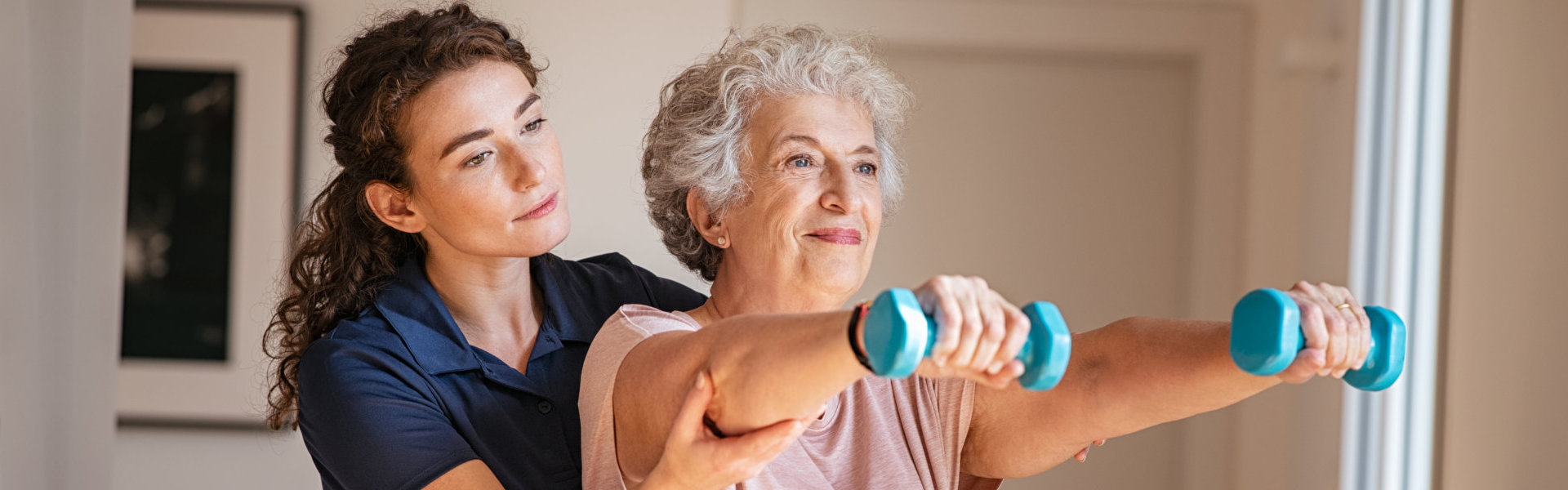 woman helping senior